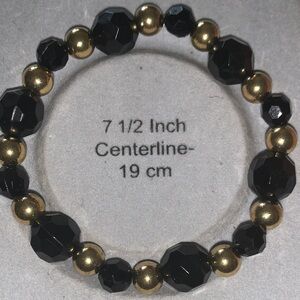 Elegant Black and Gold Beaded stretch Bracelet